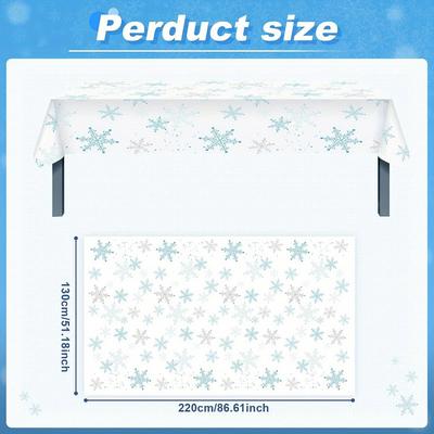 Two Disposable Snowflake Tablecloths, Waterproof and Stain Resistant, Suitable for Christmas, Winter, and Birthday Parties