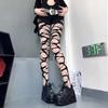 A Pair of Homemade Gothic Punk Style Stockings Hot Girl Subculture Black Hole Stockings Bottoming Pantyhose