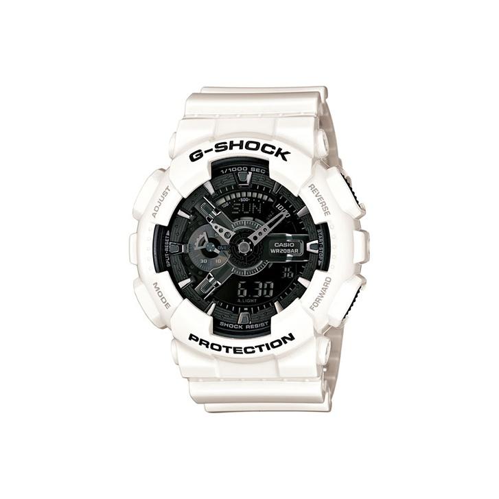 

G-Shock 200M Waterproof Quartz Movement Resin Strap Watch Men watches Black GA-110GW-7A Regular Watch Box,White Strap