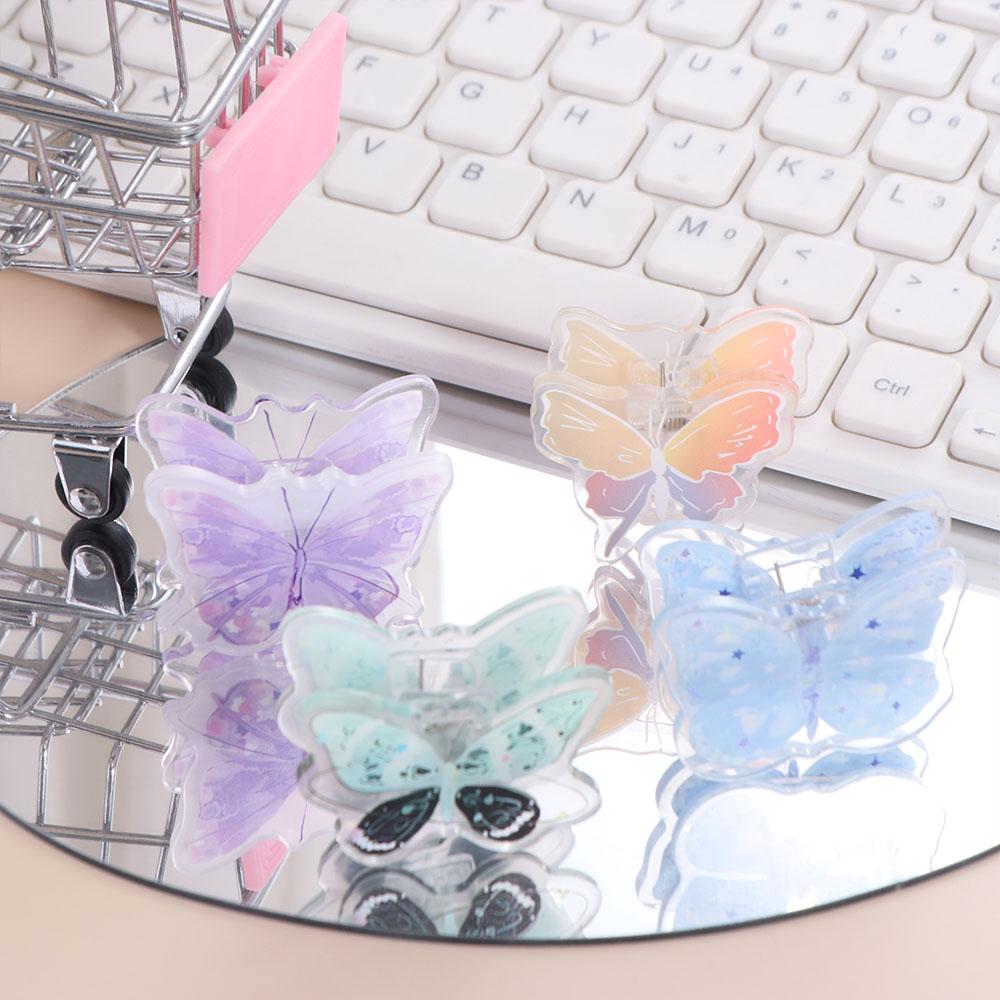Gradient Butterfly Cute PP Clip Paperclip Cartoon Memo Clip Acrylic Paper Clip  Desk Organizer