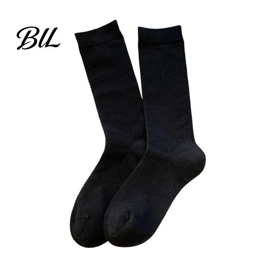 Breathable Sweat Absorbent Socks Women Crew Socks, Ribbed Knit for Autumn Winter, Minimalist Solid Winter Warm Color Soft Stretchy Casual Hosiery