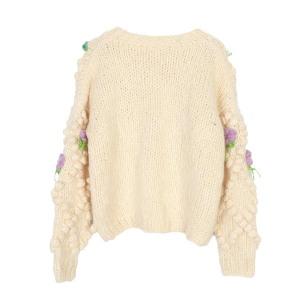 2024 Women's Handmade Crochet Crew Neck Straight-leg Cardigan - Lazy Style Versatile Loose Sweater Jacket