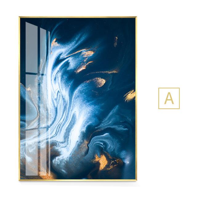 

Скандинавский белый темно-синий речной холст, картина, абстрактный масляный постер, настенная картина для гостиной, современное украшение для дома, куадрос 21*30cm