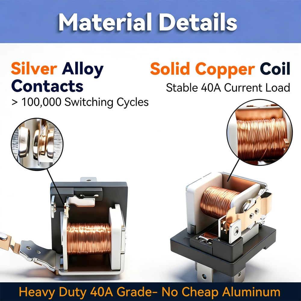 [2 Pack] 12V 40A Automotive Relay, 4-Pin SPST (Model JD1912) – Heavy Duty Relay Switch for Fuel Pump, Fan, Starter, Light Bar