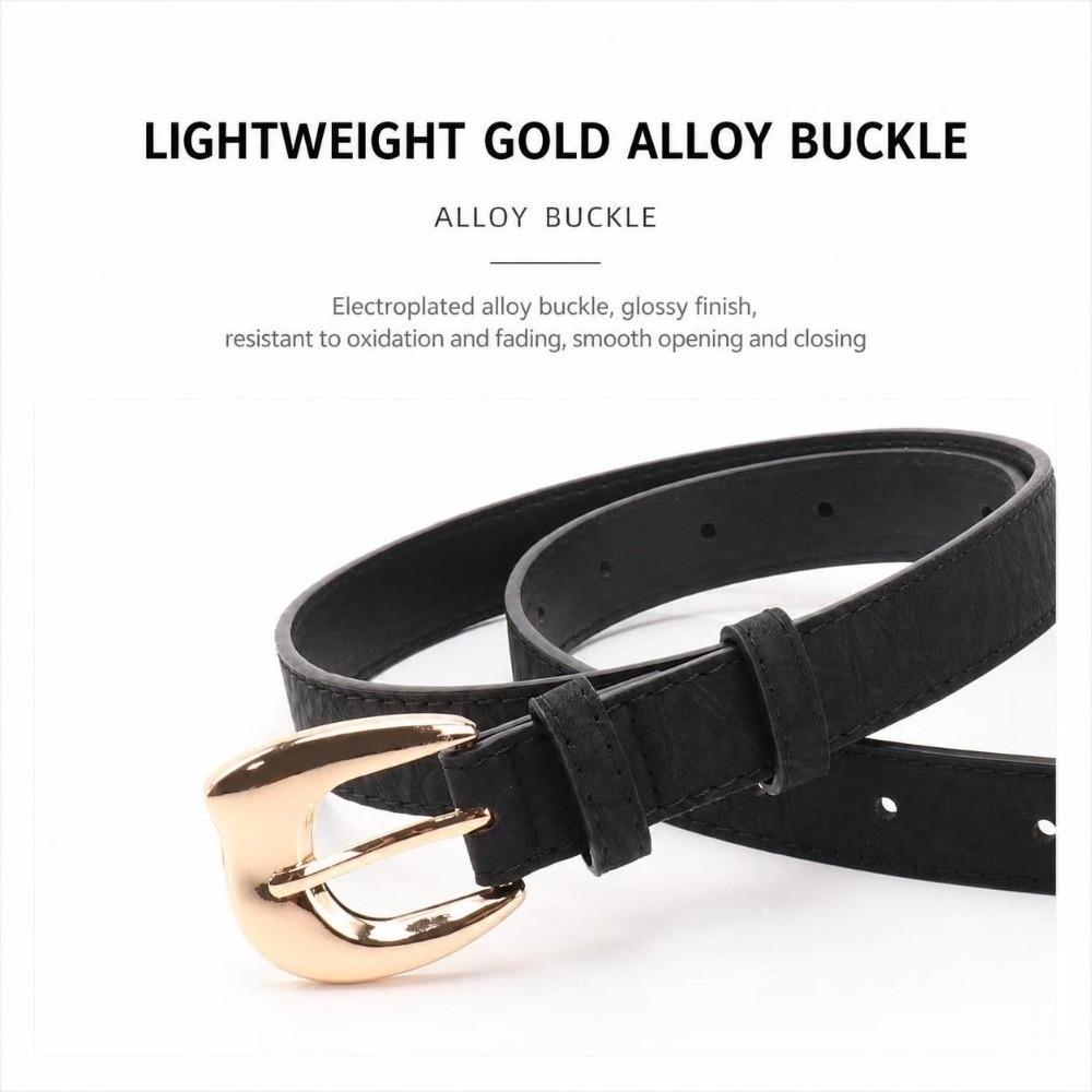 Pin Buckle Closure PU Leather Belt Minimalist Faux Leather Waistband Slim Waist Strap  For Women