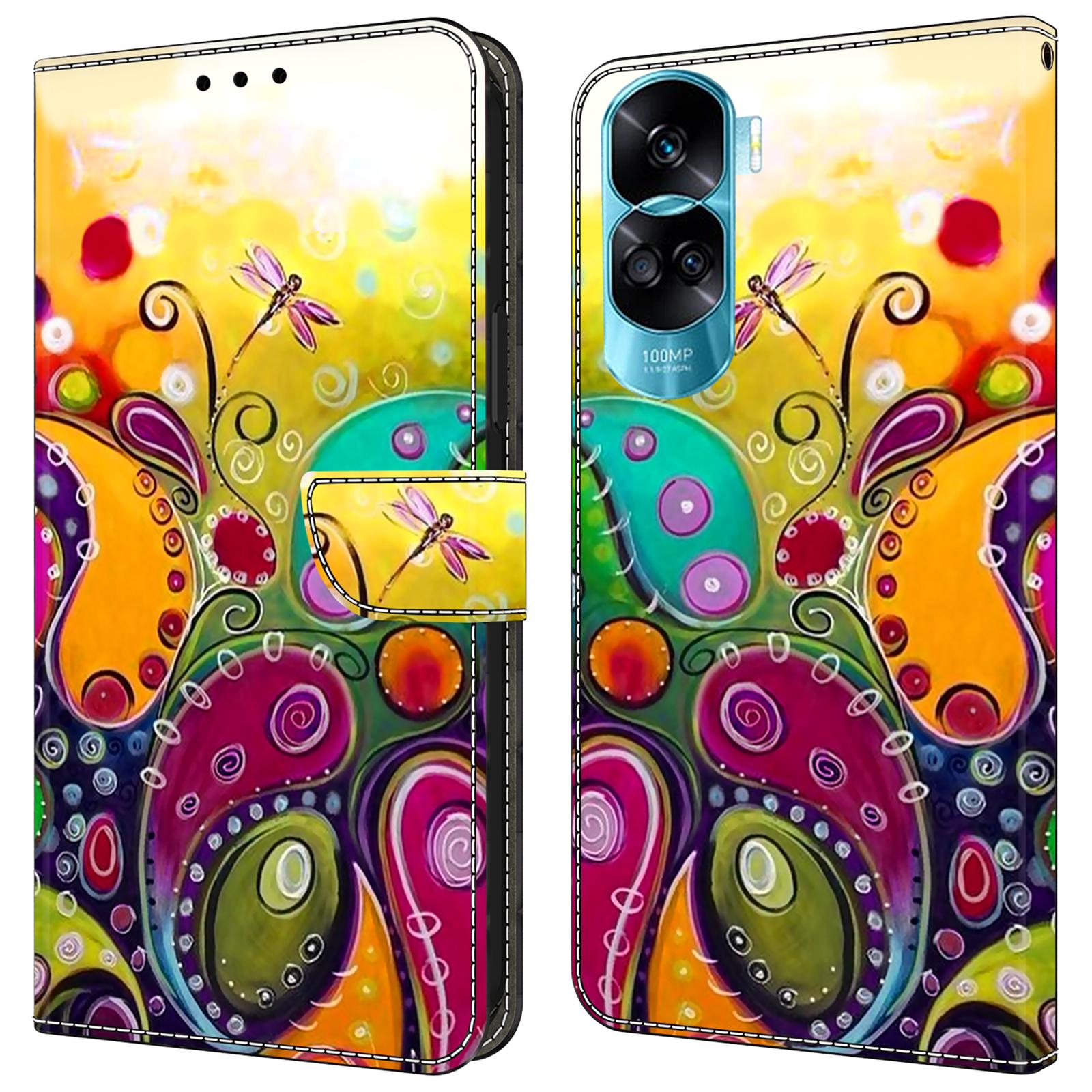 

For Honor 90 Lite 5G/X50i 5G Cases Magnetic Phone Case Pattern Printing Wallet Anti-Scratch Phone Cover Colorful Flower Vine