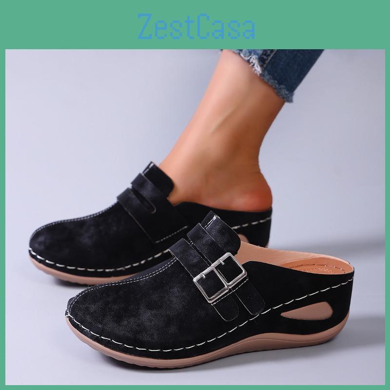 New With Style Retro Slippers Front Design Womens Shoes With Soft Soles Fashionable Halfslippers