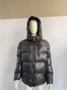 Men's Hooded Cotton-Padded Jacket with Red Label - Solid Color and Simple Design