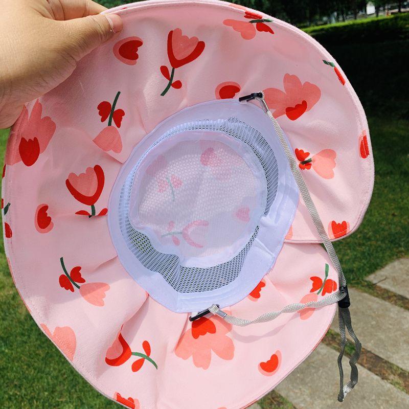 Children's Sunshade Mesh Top Hat Women's UV Resistant Folding Summer Sunshade Hat Women's Princess Sun Hat Brim