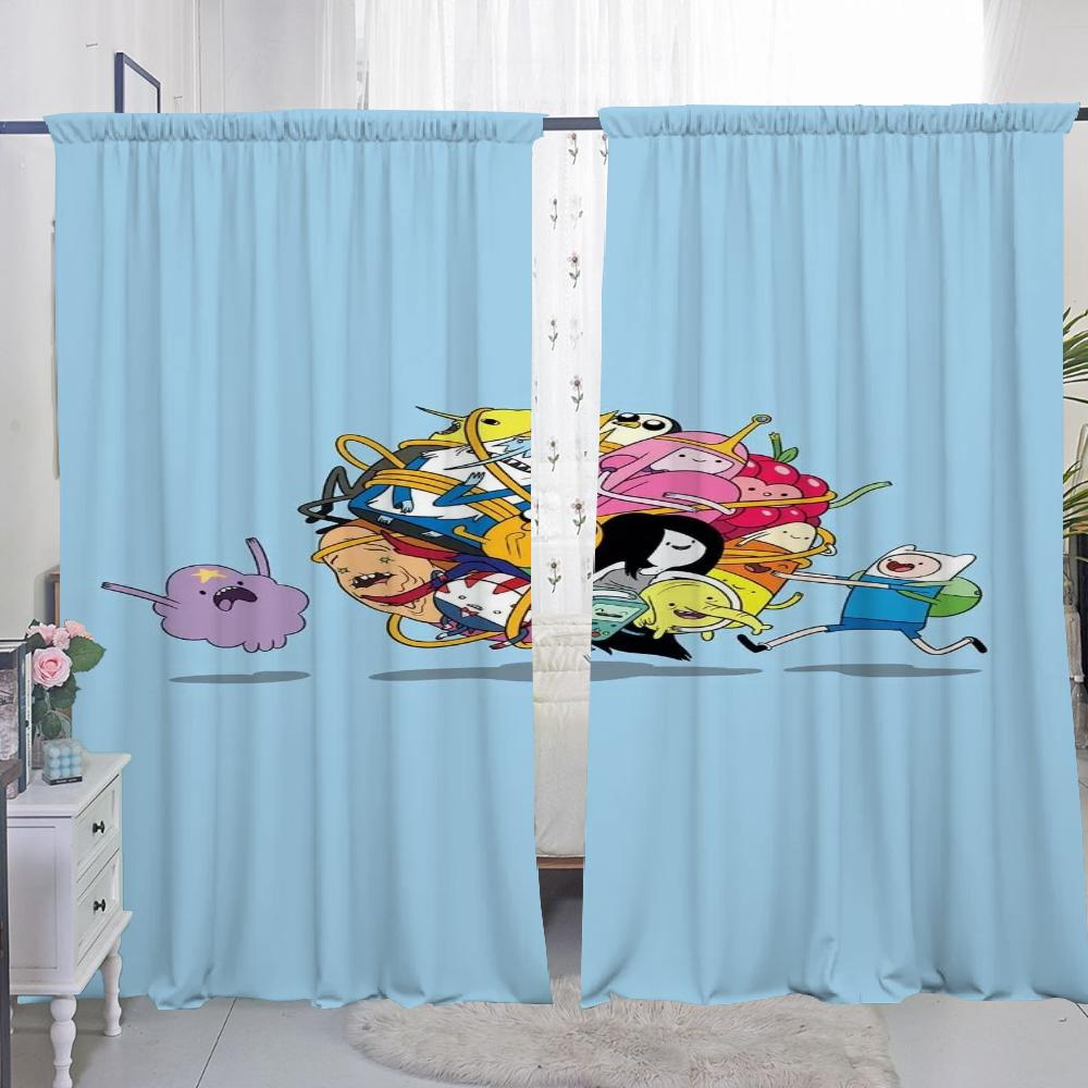 Zasłony Okienne Kuchenne do Salonu 2 Sztuki Zasłony Zaciemniające Zasłona na Drzwi A-adventure Time Przegroda Dekoracja Sypialni