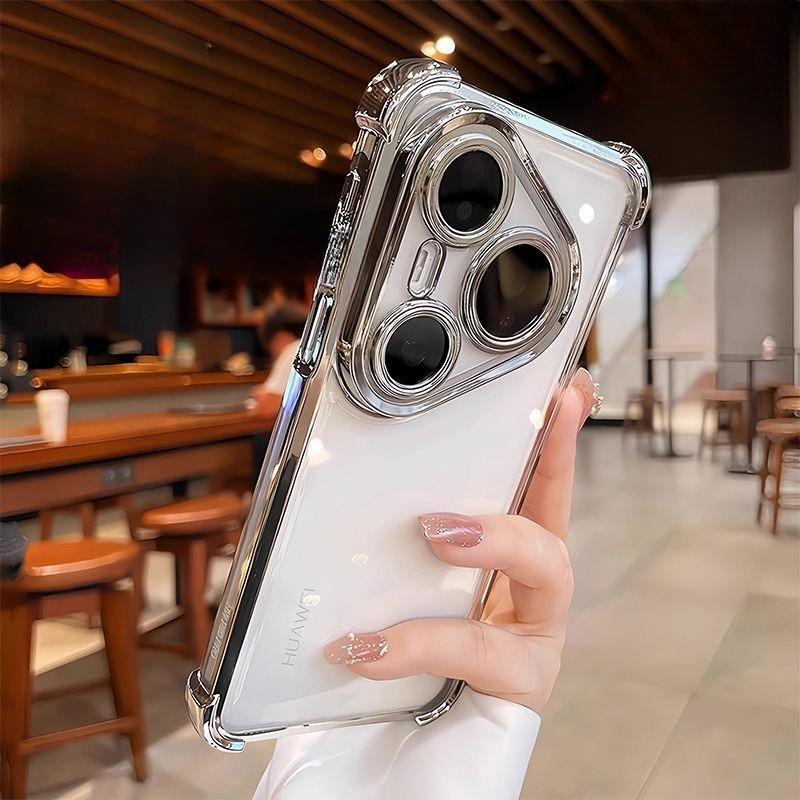Case For Huawei Pura 80 Ultra 80 Pro plus Fashion Electroplating Transparent Four Corners Shockproof Back CoverFor Huawei Pura80