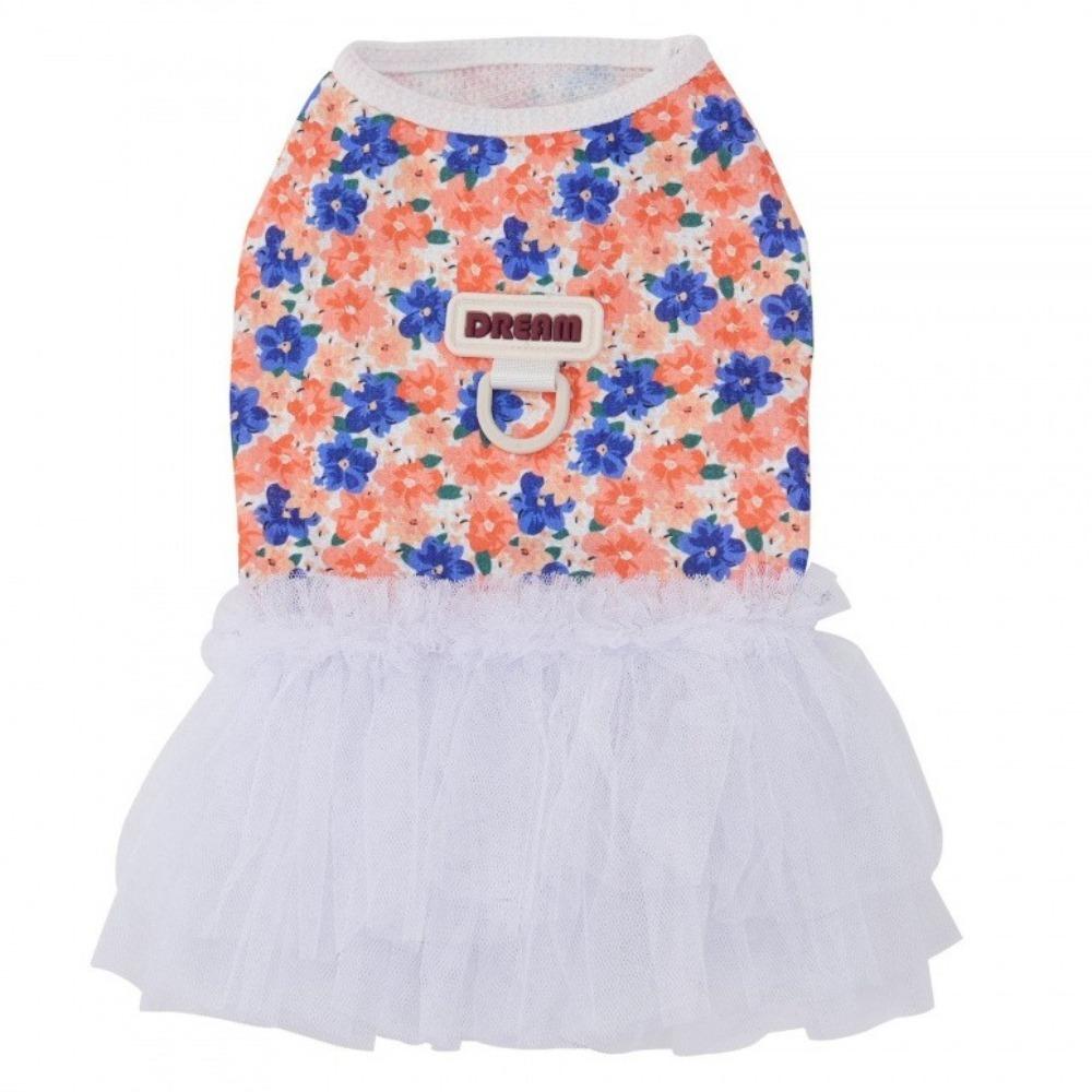 Breathable Dog Princess Dress White Lace Cat Cake Skirt Puffy Dog Floral Skirt  Photo Shoot