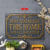 D Flat xcm Metal Wall Art Sign  May God Bless This House and All Who Enter Elegant Gold Font with Detailed Frame