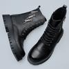 Hole big head thick-soled Martin boots men's tooling boots trendy high-top winter velvet thermal locomotive leather boots
