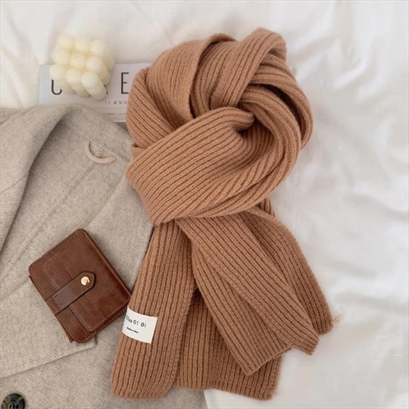 New Classic Retro Knitted Scarf Men Women Couple Korean Ins Thickened Soft Warm Solid Couple Scarves Thermal Muffler Male Female