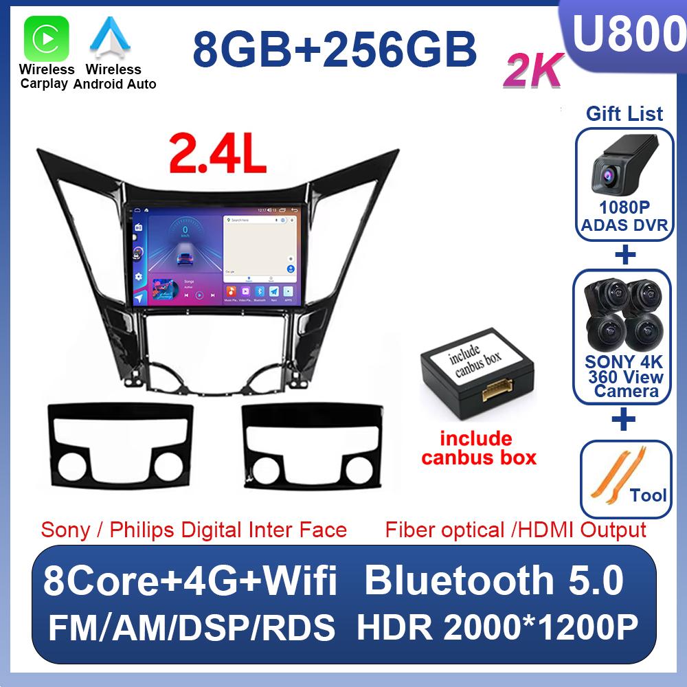 For Hyundai Sonata 6 YF 2009 - 2015 Android 14 Car Radio Multimedia Video Player GPS Navigation AI Voice 4G CarPlay Head Unit