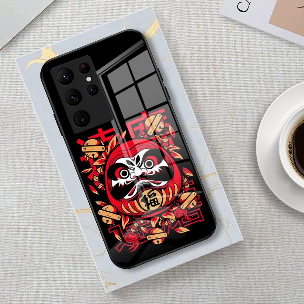 Daruma Phone Case For Samsung S25 Edge Ultra 23 22 21 20 Ultra Plus S24 Fe A54 53 25 Glass Cover