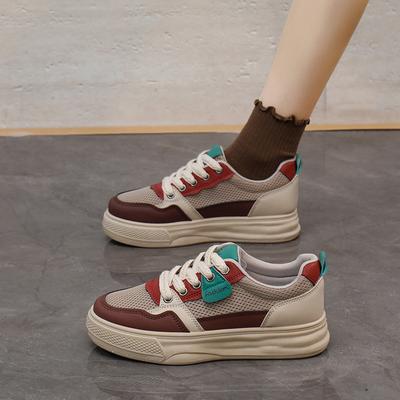 2025 verano nuevo coreano ins transpirable zapatos blancos pequeños huecos casuales zapatos de plataforma versátiles muffin YB6519-2
