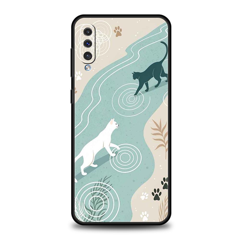 Abstract Creative Cat Line Pattern Phone Case for Samsung Galaxy A56 A36 A26 A16 A34 A24 A42 A22 A20 A12 A40 A10 Soft TPU Cover