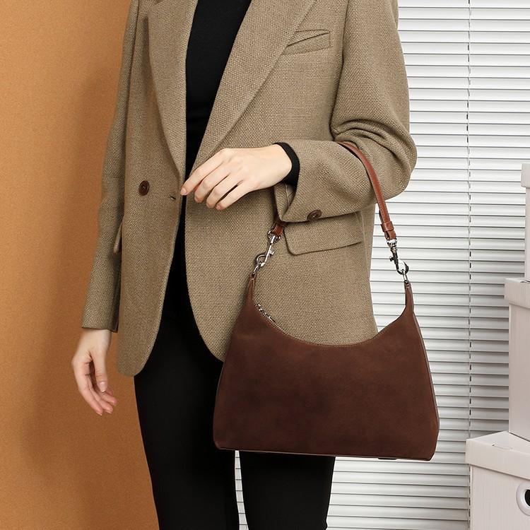 Frosted Texture Underarm Bag Vintage Genuine Leather Commuter Women's Bag 2025 New Single Shoulder Tote Bag Versatile Casual Women's Bag