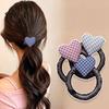 High Elasticity Hair Rope, Plaid Heart Decor Hair Tie, School Uniform Hair Band, No Scalp Strangling Hair Accessories for Everyday Use