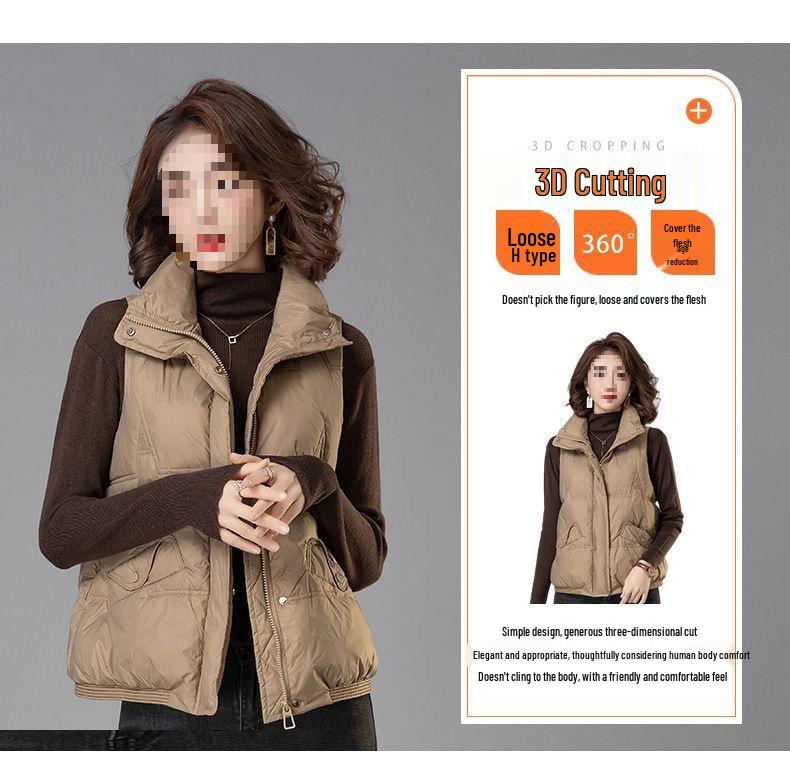 2025 Herbst/Winter Damen Kurze Koreanischer Stil Locker Warme Daunen Baumwolle Weste