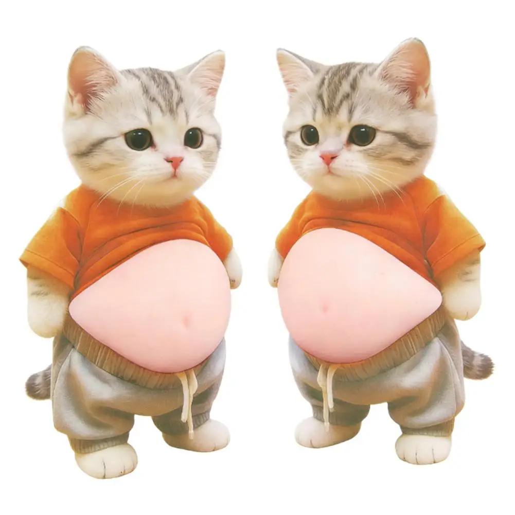 3D Cat Belly Stickers Super Soft Silicone Decor Sticker Cat Squeezeable Toys Cute Stickers Case Decor Stress-relieving Phon O5P4