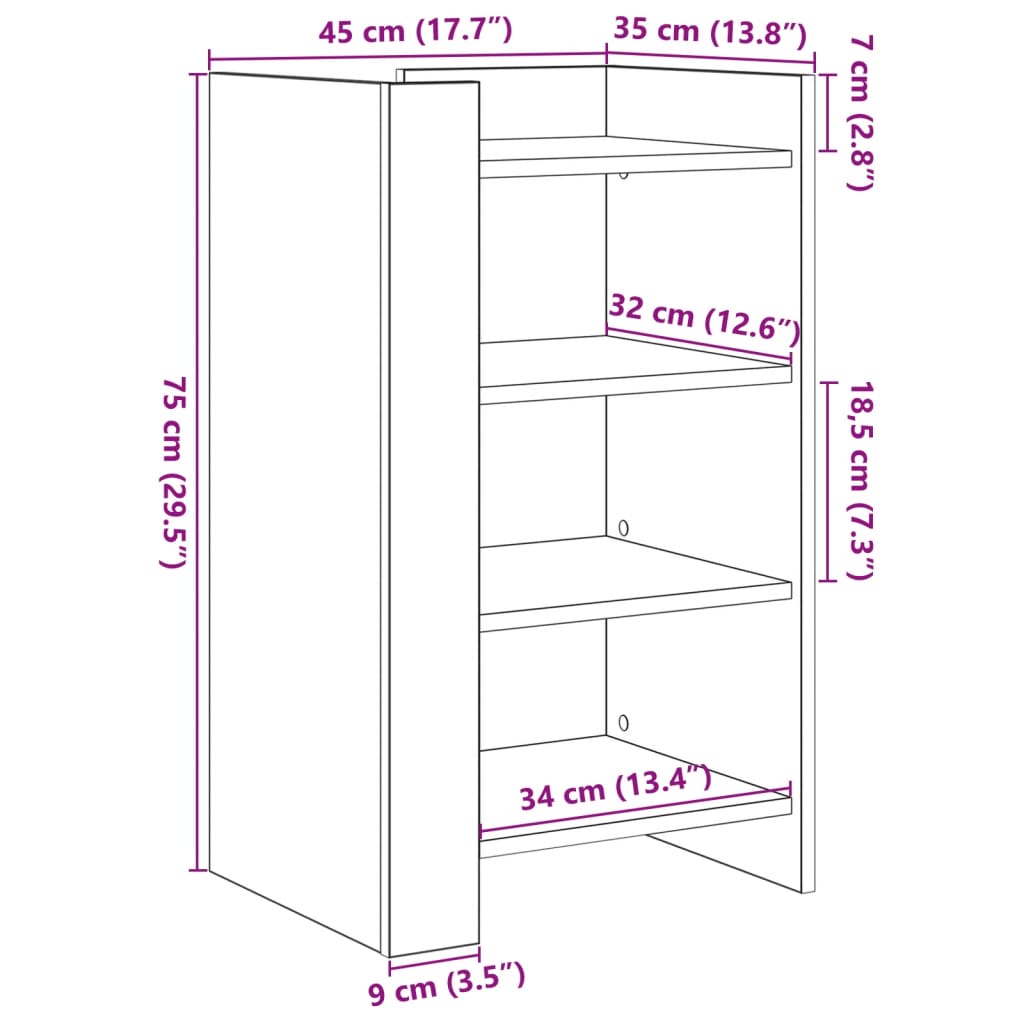 Sideboard Gray Sonoma 45x35x75 cm Particleboard