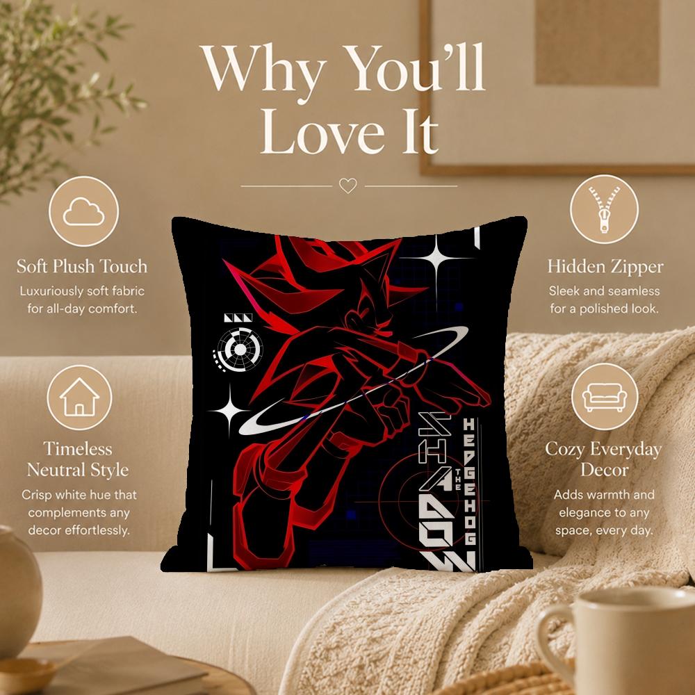 Character S-Shadow The HedgehogS Cushion Cover Double-Sided Printed Pillow Cover Hypoallergenic Dust-Mite Proof