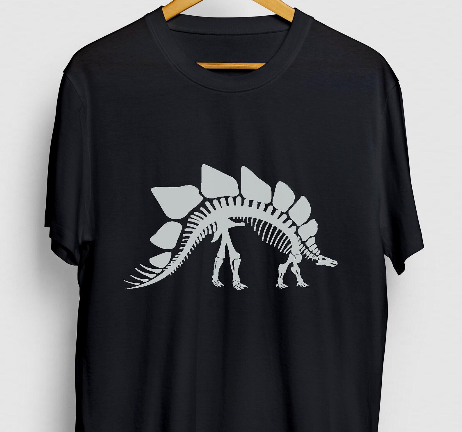Stegosaurus Skeleton Shirt: Funny Dinosaur Tee, Youth & Unisex XL