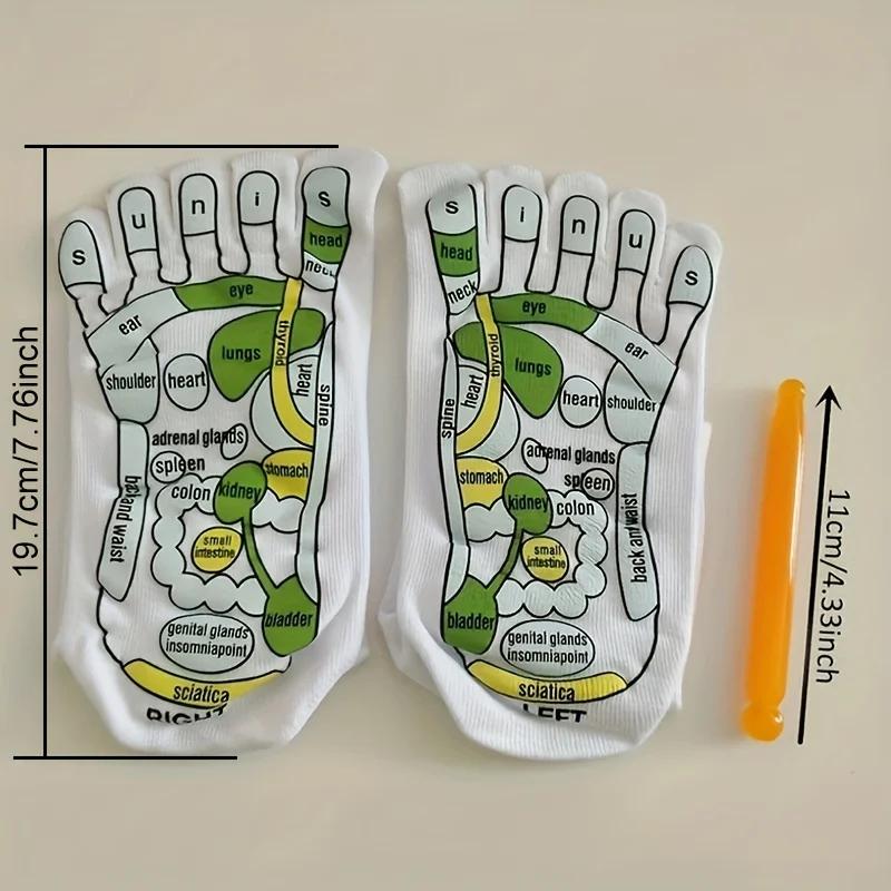 1 Pair Acupressure Socks Physiotherapy Massage Socks Relieve Tired Feet Acupoint Reflexology Socks with Massage Stick Foot Care