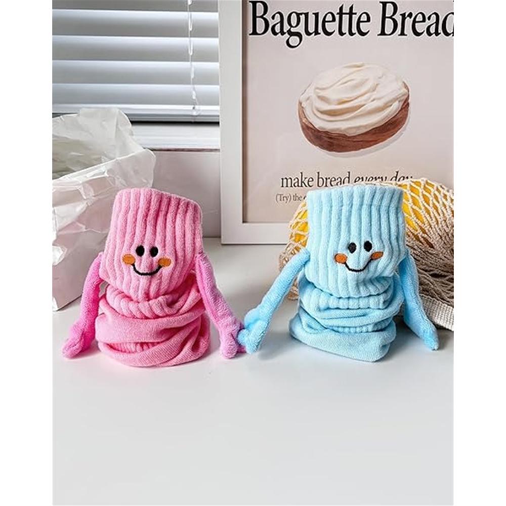 New Children's Magnetic Hand-holding Socks Soft Cute Smile Kids Socks for Boy Girl Funny Magnetic Socks Christmas Festival Gifts