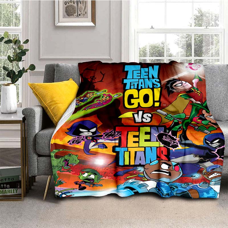 Teen Titans Go Character Blanket, Youth Throw for Home Decoration, Exclusive Gift for Modern Cartoon Fans.chl