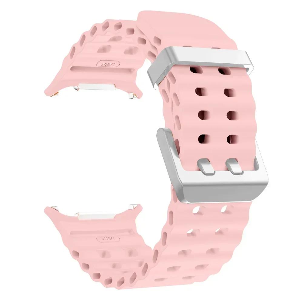 NEW Marine Silicone Strap For Samsung Watch 7 Ultra 47mm Bracelet No Gaps Sport Two-tone Band for Galaxy Ultra Watchband Straps