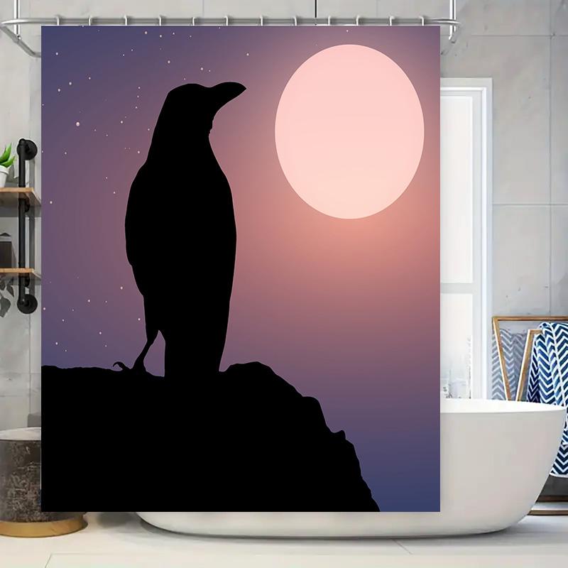 

Romantic Moonlit Night Raven Decor Shower Curtain Modern Style Bathtub Decoration For Bathroom Accessories Home Design W60H190(CM)-1 Pcs