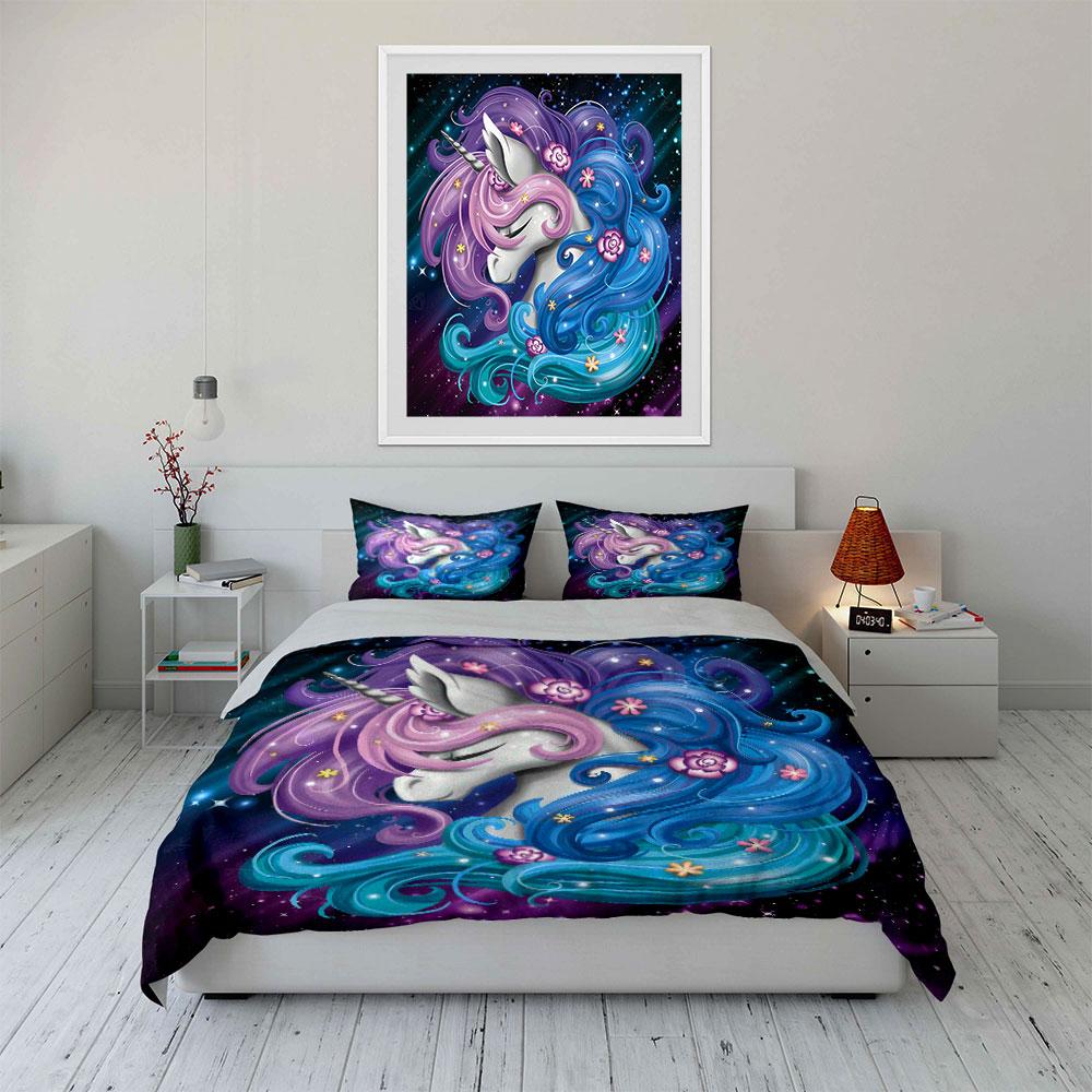 Unicorn Fantasy Decor Gift Set Soft Comfortable Duvet Cover Bedding Set Included 1*Duvet Cover & 2*Pillowcases, Gift