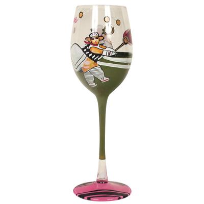 Coyote Tennis with Love Hand-Painted White Wine Glass