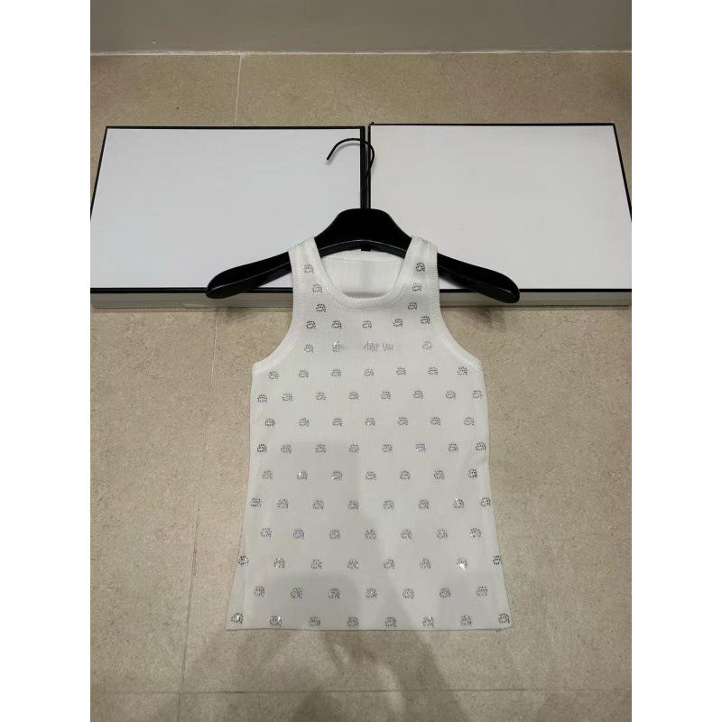 European Style 2026 Summer Rhinestone Letter Knit Vest Women’s Top