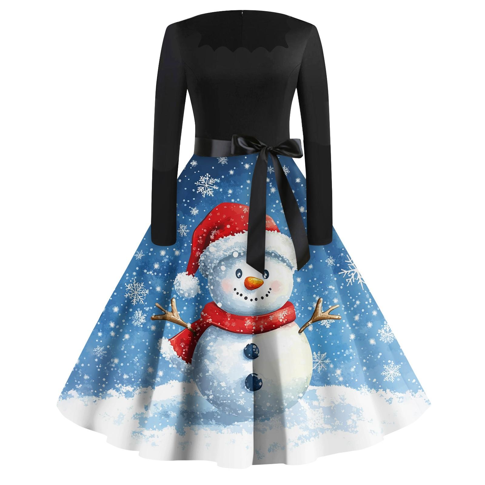 

Женское повседневное модное платье в стиле ретро с квадратным вырезом и длинными рукавами L