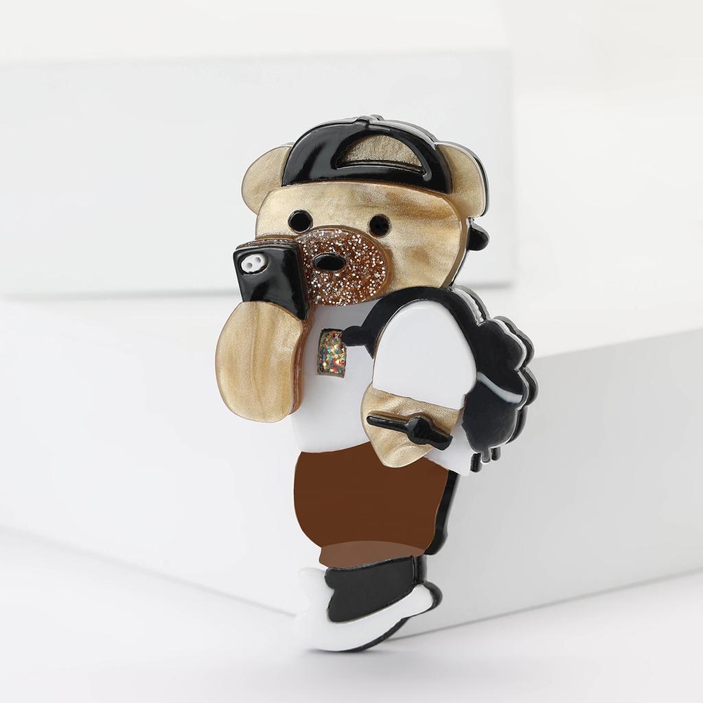 Cute Cartoon Acrylic Three-Dimensional Bear Brooch Personalized Creative Men'S And Women'S Clothing Corsage Jewelry Animal Pin