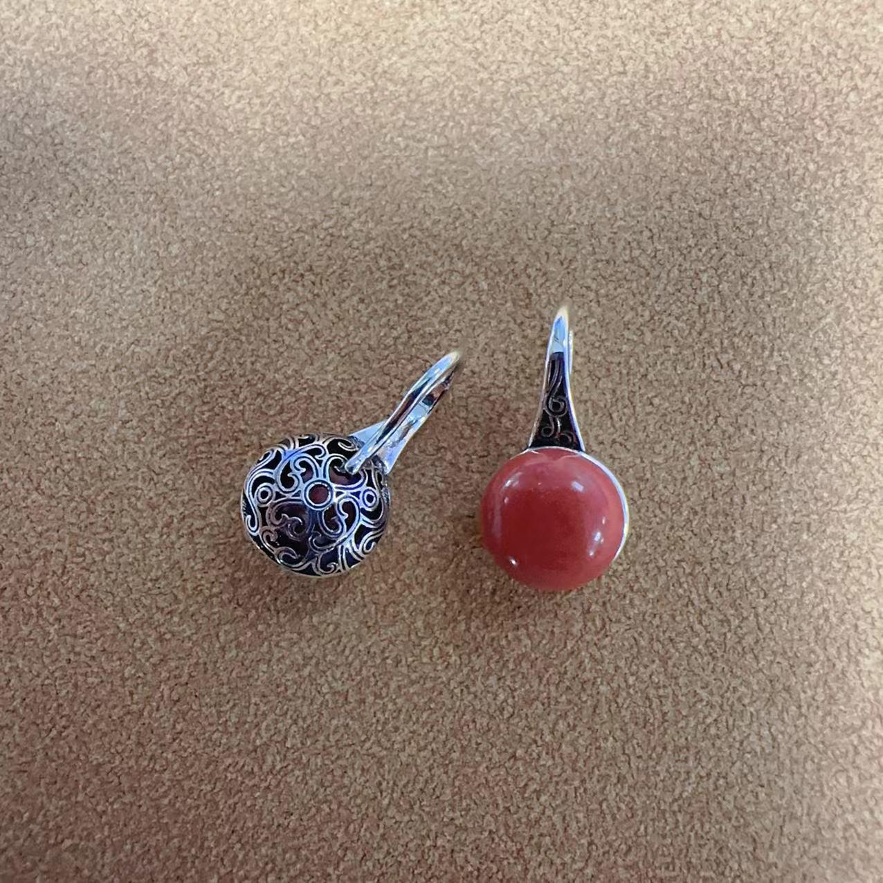 Женские серьги с имитацией нанхун, ретро, матовые, с полым резным узором