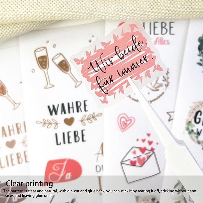 230Pcs 8 Sheets Wedding Theme Diy Scrapbooking Stickers Transparent Decorations For Guestbook Handaccount Arts Crafts Stickers