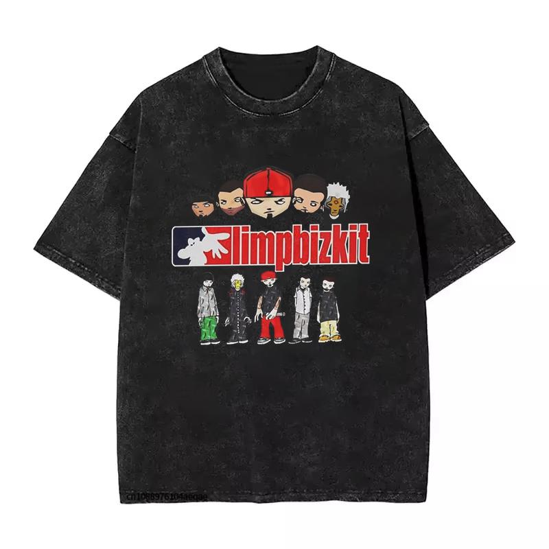 Rap Rock Limp Bizkit UK Europe Tour T-skjorte Herre Dame Sommervasket Vintage Bomull Nostalgisk T-skjorte Streetwear