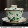 Handgefertigte Keramik Gaiwan Chinesische Teetasse Handbemalte Blumen Sancai Tee-Terrine Reise-Teeschale Porzellan Teegeschirr Set Zubehör