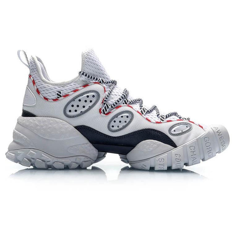 Li Ning CF Countflow Monster Eye Mid Abrasion Resistant Breathable Mid top Vintage Basketball Shoes Men's White Red AGLP135-3