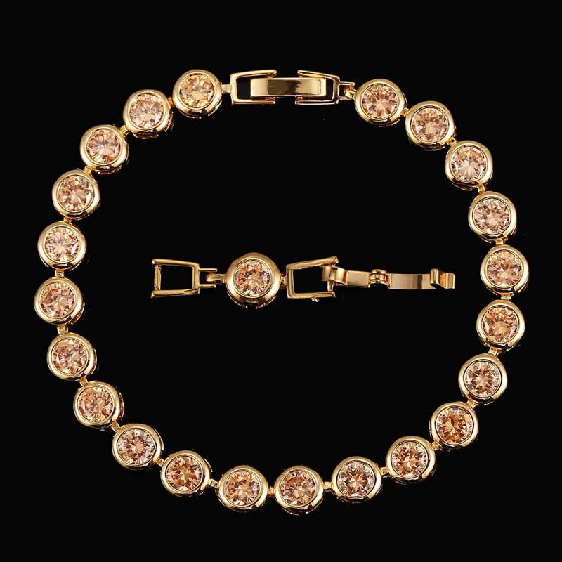 Pera Прекрасный Дизайн Золотой Цвет Круглая Форма Фиолетовый Цирконий Камень Шарм Звеньевые Браслеты Свадебные Украшения для Женщин B020