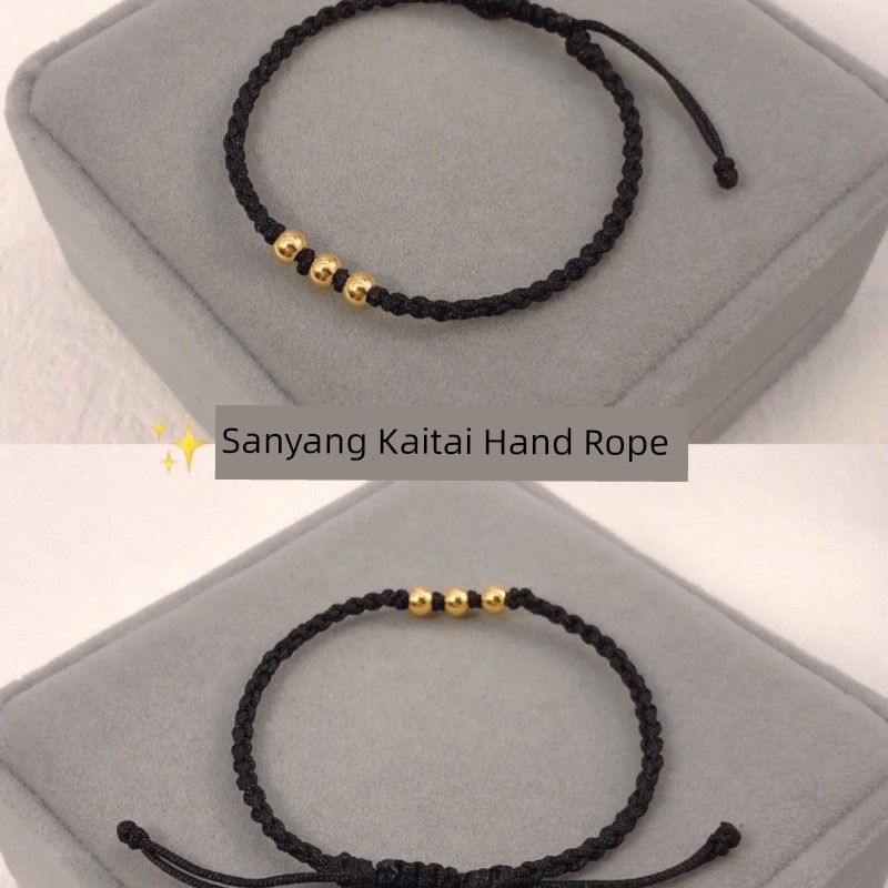 

Счастливый Маленький Золотой Бисер Красная Веревка Браслет Женский Корейский Простой Персонализированный Титановая Сталь Маленький Золотой Бин Не Тускнеет Плетеный Ручной Браслет Sanyang Kaitai