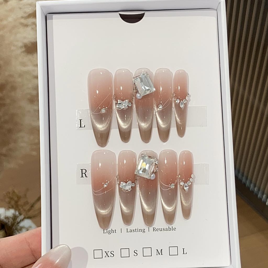 Ice-transparent Gradient Smile Cat Eye Rectangular Diamond Pearl Small Broken Diamond Sweet Sniper Wear Armor