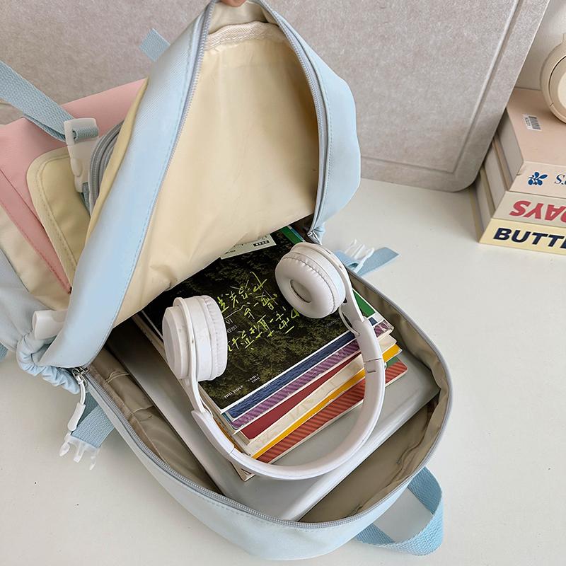 Girls Backpack Junior High School Student Backpack Color Contrast Student Schoolbag