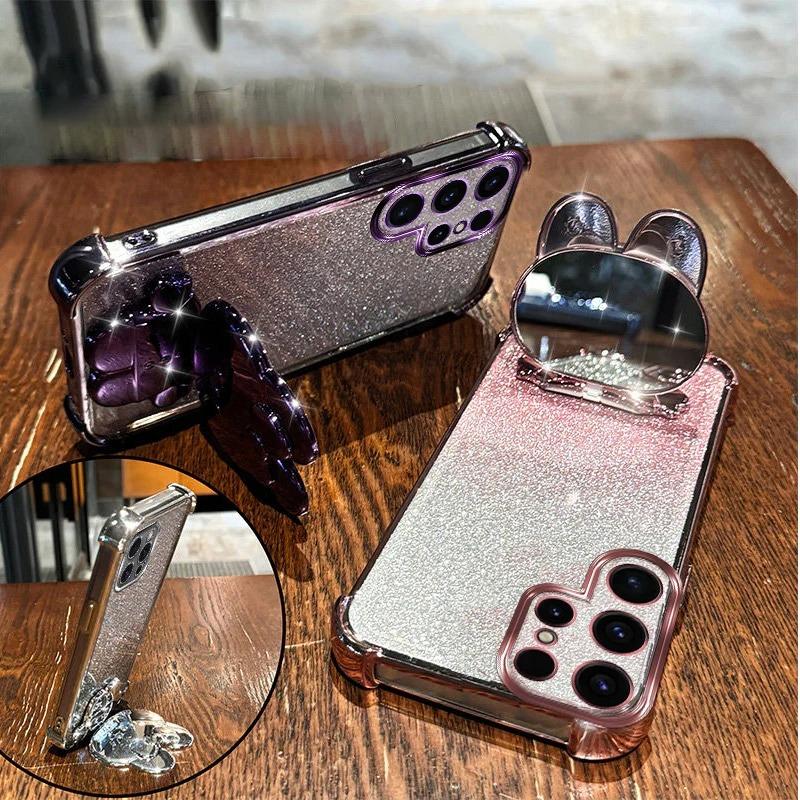 Brățări de modă Carcasă anti-cădere cu patru colțuri Pentru Samsung A56 A36 A26 A16 A06 A55 A35 A25 A15 A05 S Carcasă cu suport oglindă de machiaj